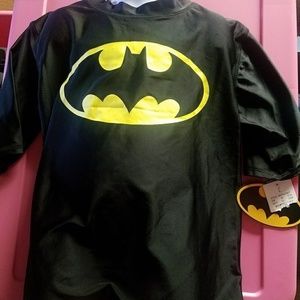 NWT Batman‎ Swim Shirt Board Shirt Large Black Yellow Beach